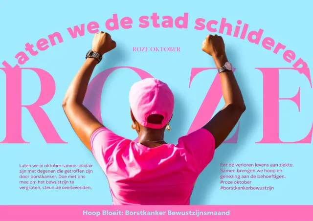 Een trendy Breast Cancer Awareness Month-campagne in roze en lichtblauw