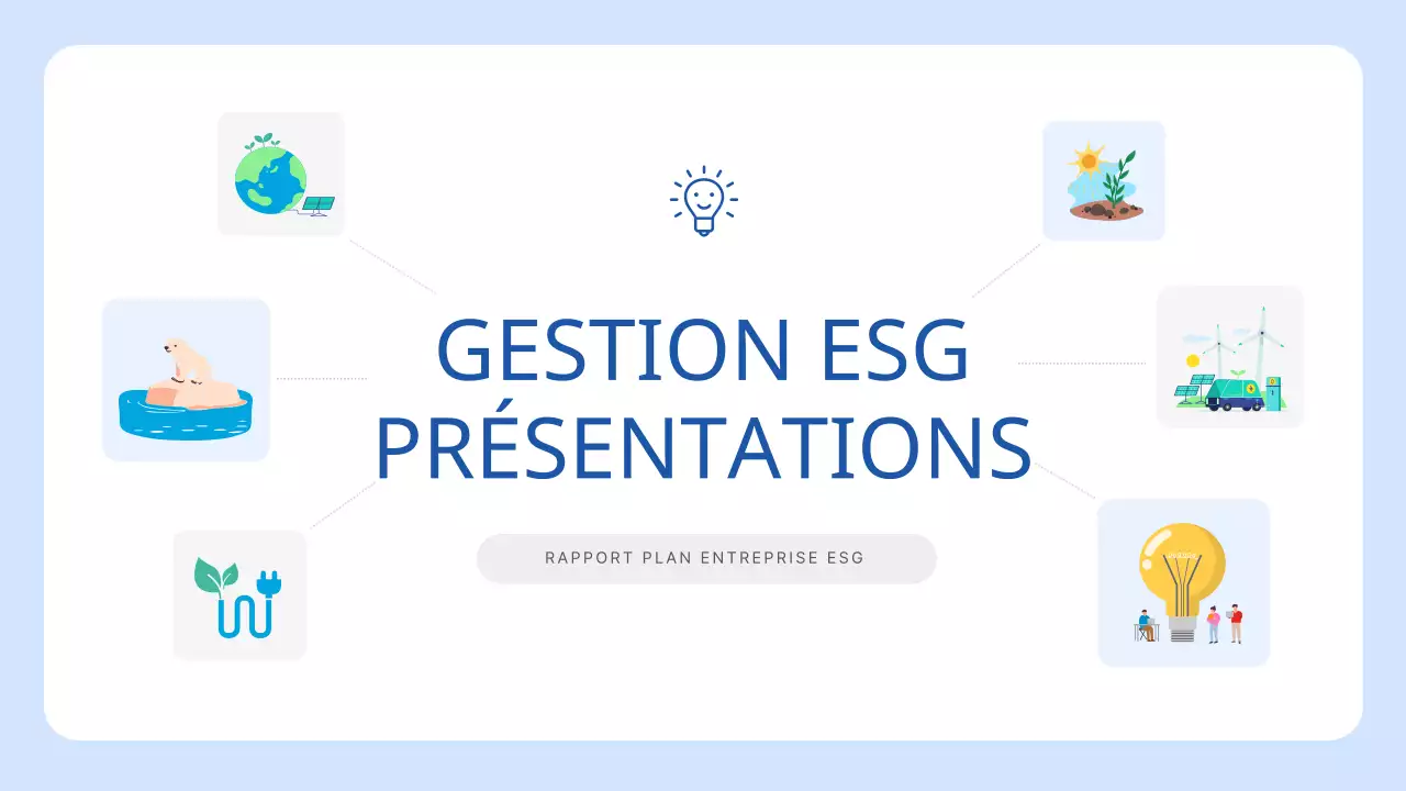 Un plan d'affaires ESG joli, bleu et blanc