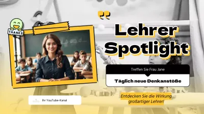Gelbes modernes Thumbnail-Video zum Tag der Lehreranerkennung