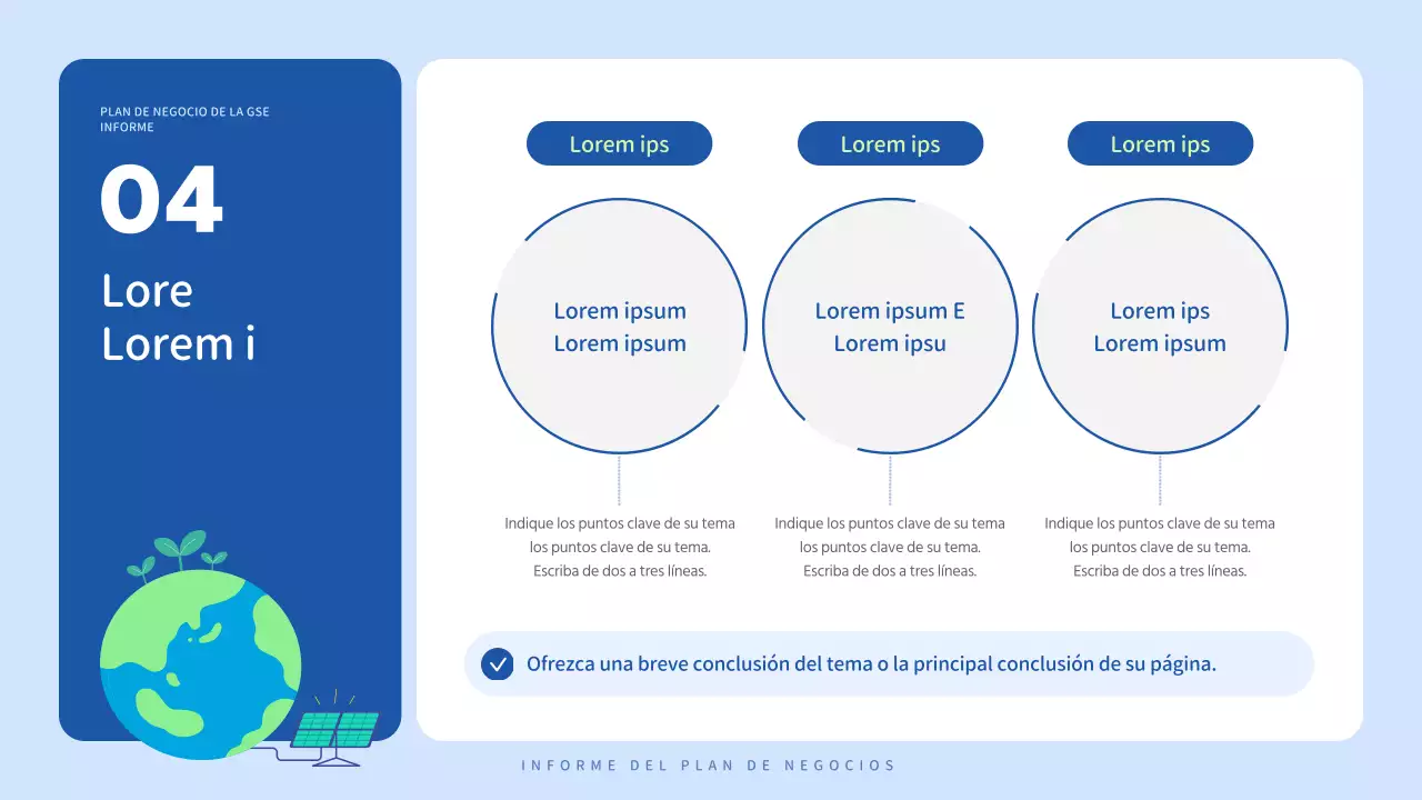 Un plan de negocio ESG bonito, azul y blanco