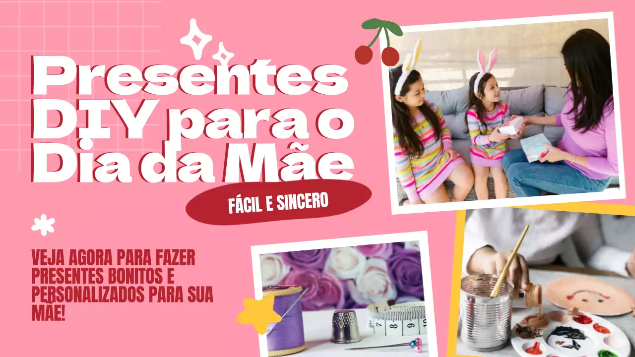 Guia de presentes DIY modernos em rosa e branco para a mãe
