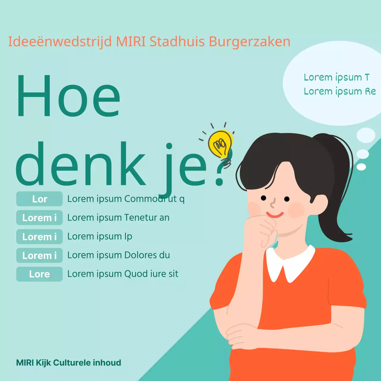 Een leuke oranje en munt ideeënwedstrijd promoten