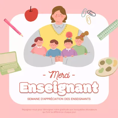 Publicité Pink Simple pour la semaine nationale d'appréciation des enseignants