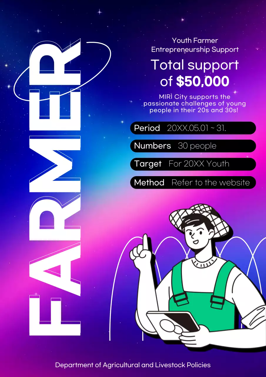 Purple Trendy Farmer Promotion Poster