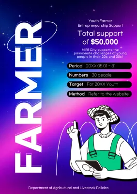 Purple Trendy Farmer Promotion Poster