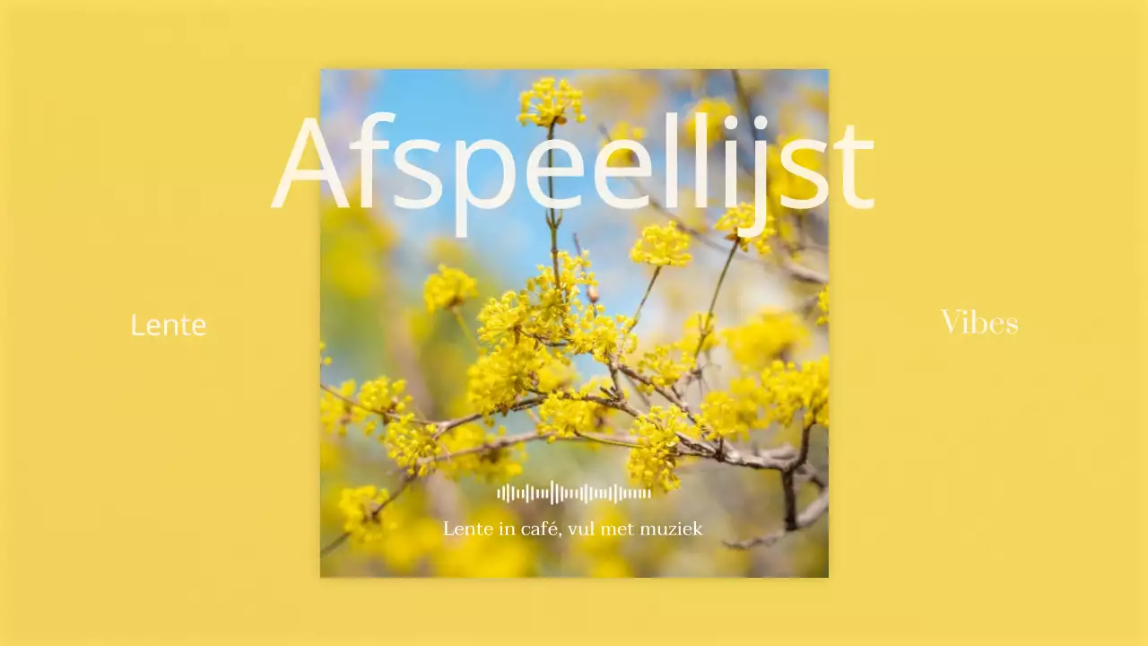 Eenvoudige kersenbloesem lentestemming hoofdtitel in geel en roze