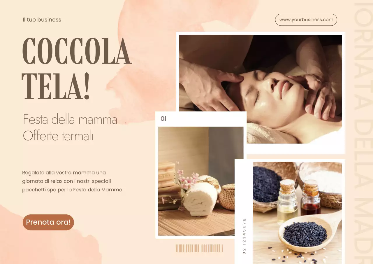 Beige Modern Special Spa Promo per celebrare la Festa della Mamma Pubblicità