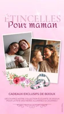 Annonce publicitaire pour bijoux élégants roses et blancs