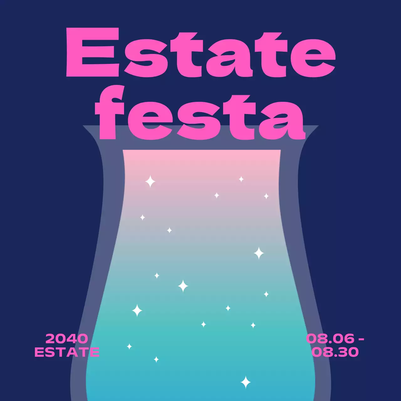 Festival estivi con gradienti, glitter e font gotici