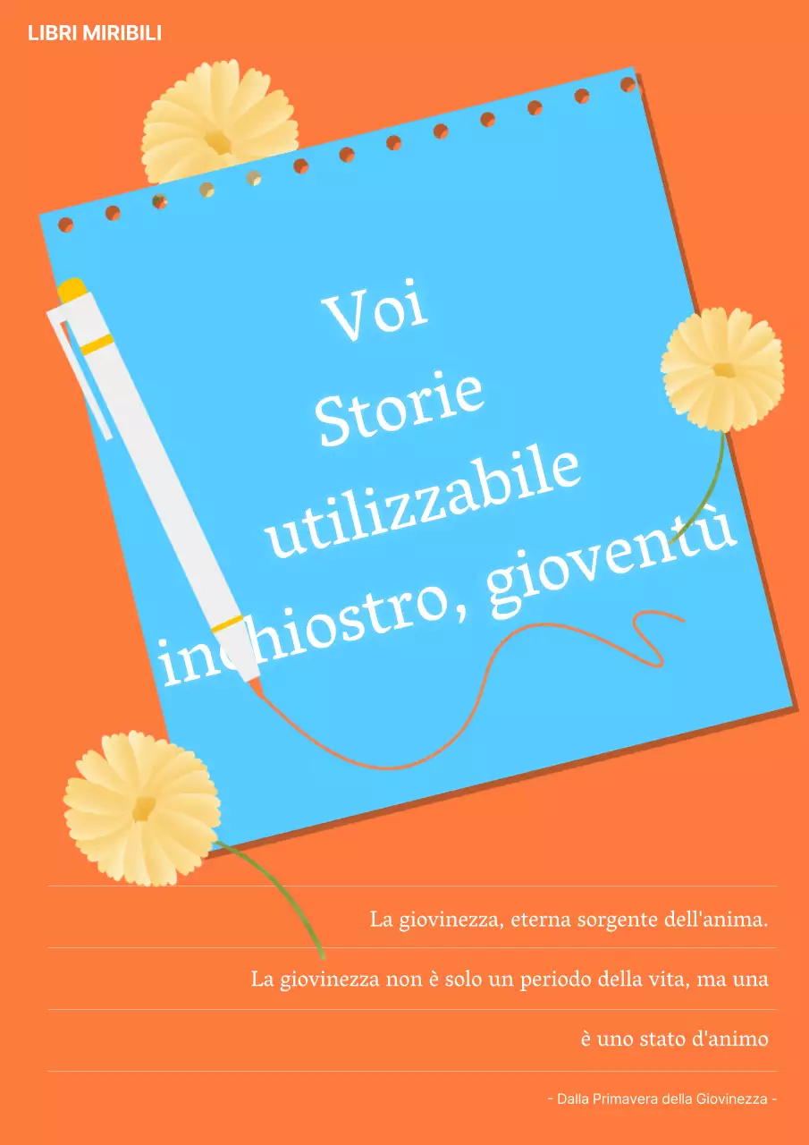 Copertina a sentimento semplice in azzurro e arancione