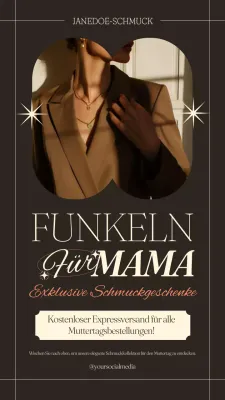 Braunes Elegantes Einfaches Sonderangebot zum Muttertag für exklusiven Schmuck Werbung