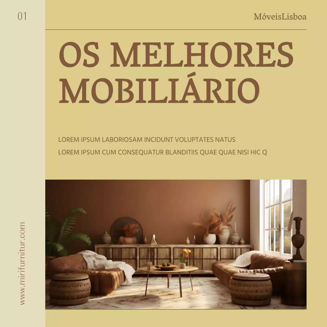 Promover um produto de mobiliário de interior simples em amarelo e castanho