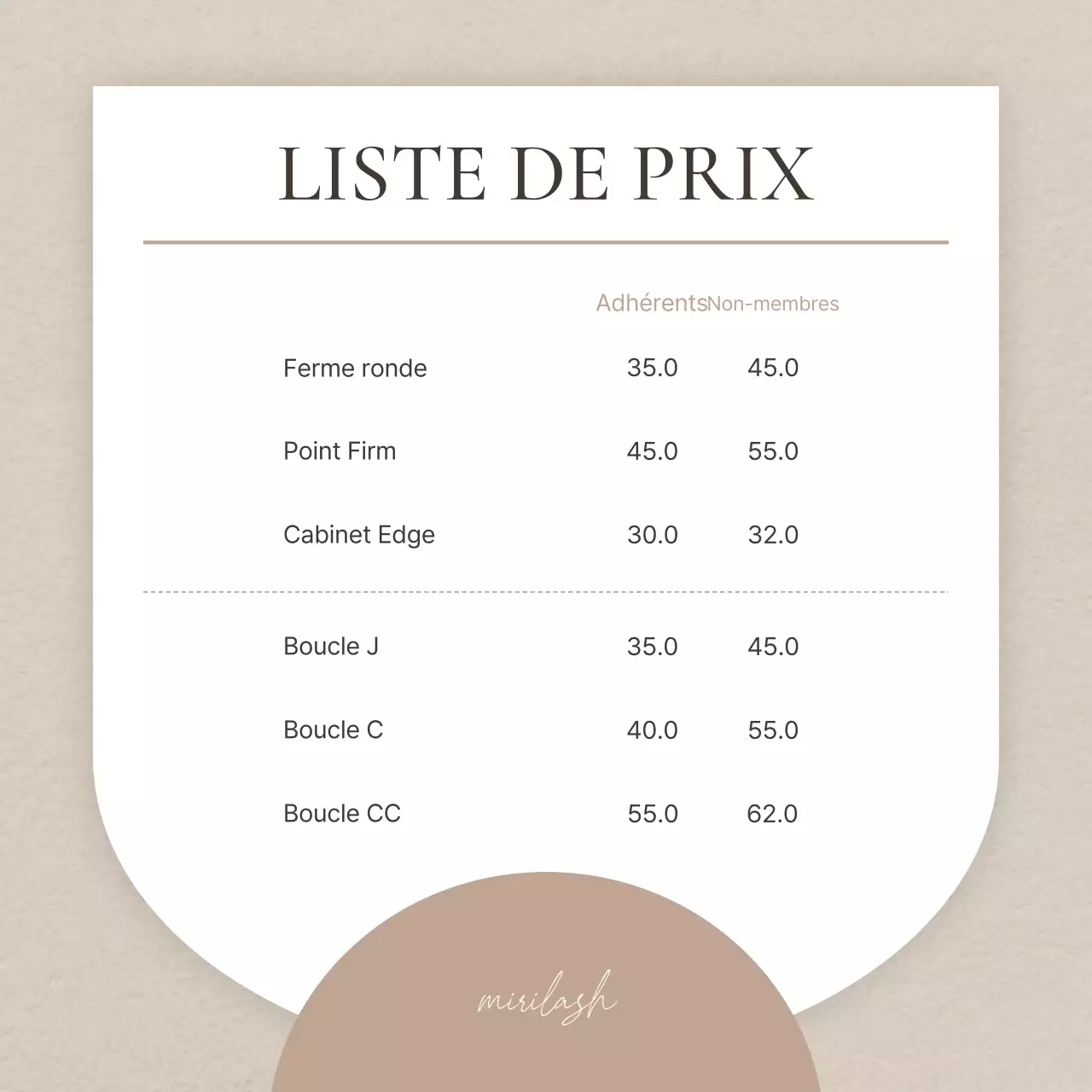 Promouvoir un événement pour des traitements simples des cils dans les tons bruns et beiges