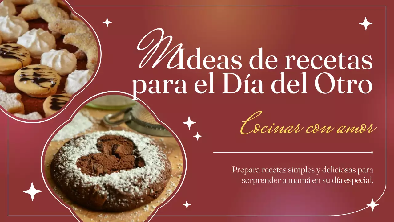 Receta de cocina moderna roja y blanca para el Día de la Madre