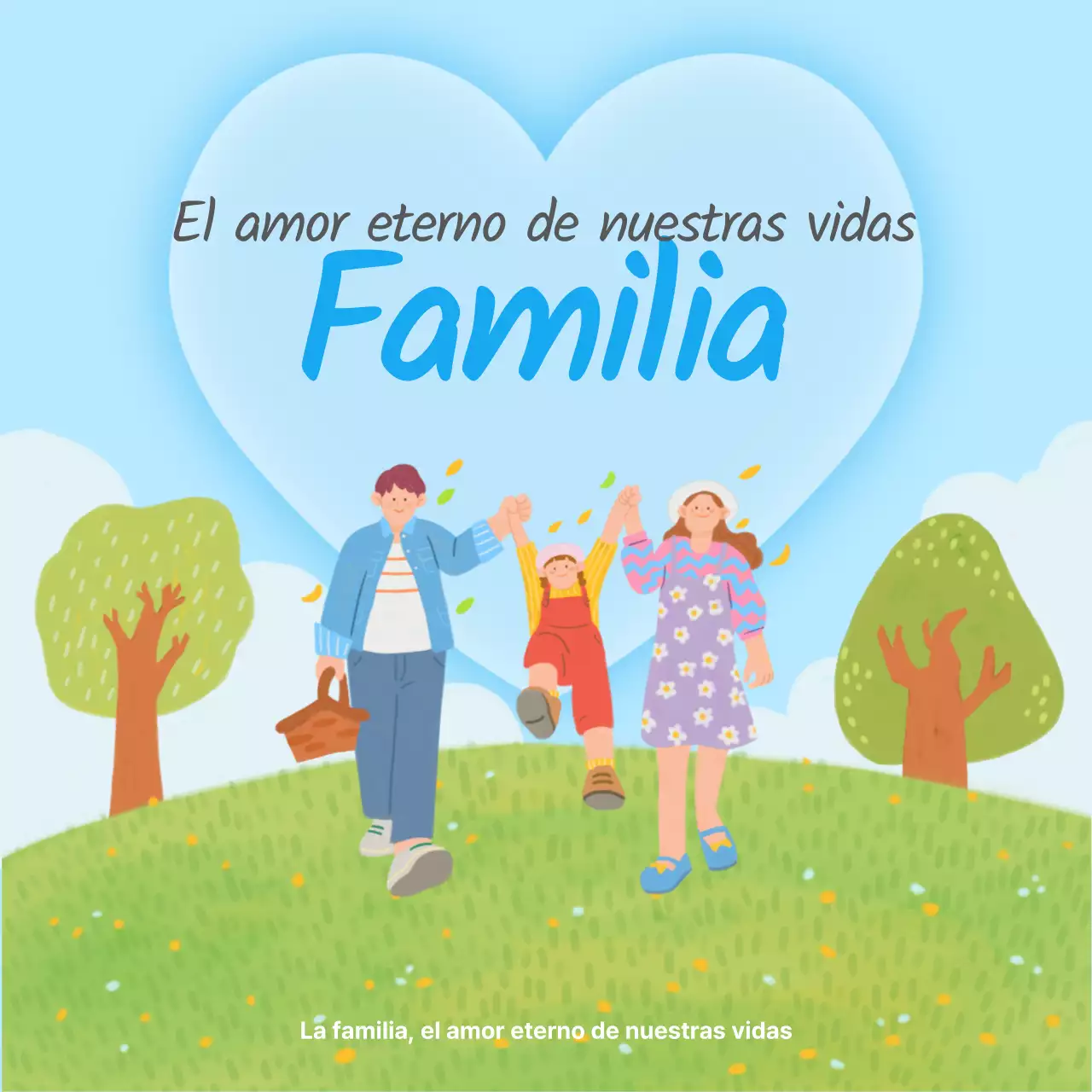 Un bonito poste de sentimientos familiares en azul claro y chartreuse
