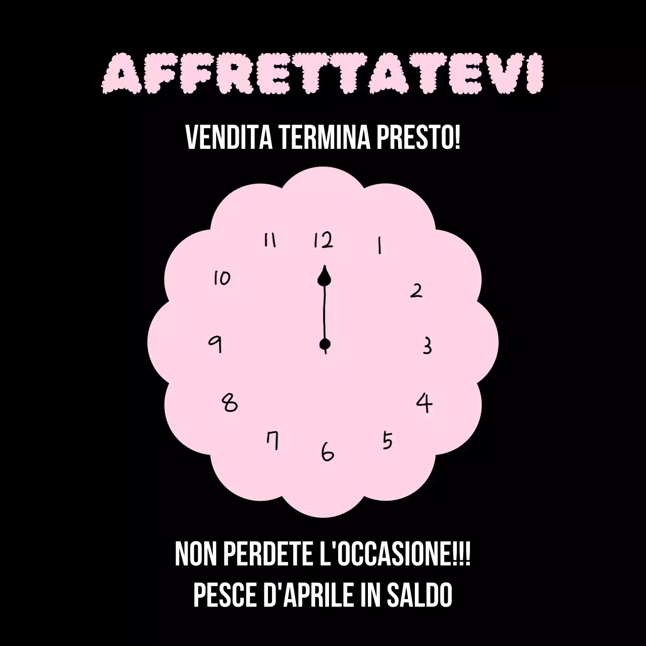 Nero Rosa Semplice Pesce d'aprile Allarme Saldi