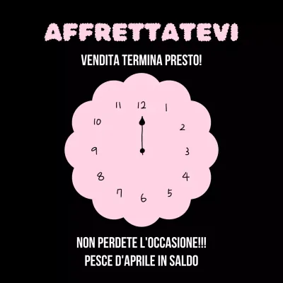 Nero Rosa Semplice Pesce d'aprile Allarme Saldi