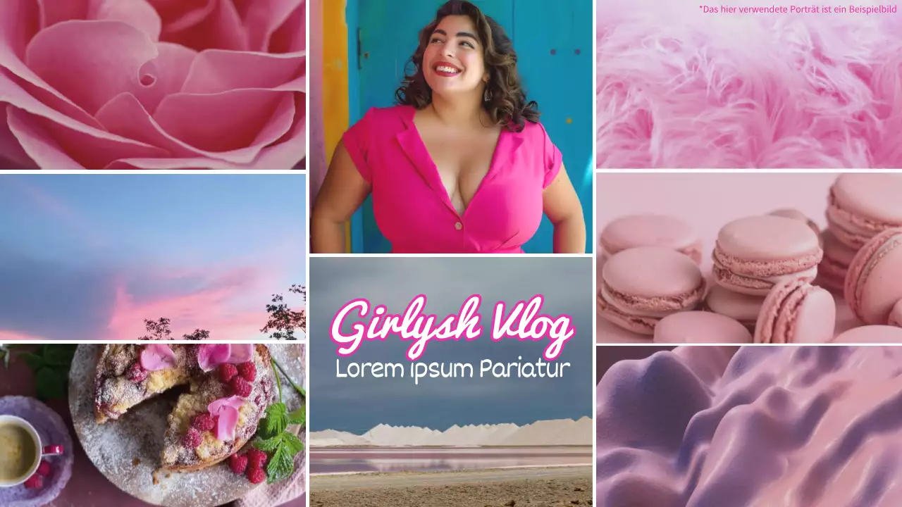 Rosa und weiße auffällige Fotocollage Ästhetische tägliche Vlog-Aktion