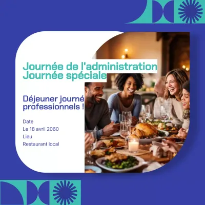 Annonce du déjeuner de la journée des managers du kiosque bleu et blanc