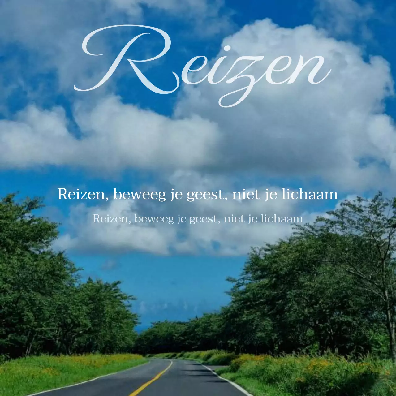 Een eenvoudige sentimentele post in groen en lichtblauw