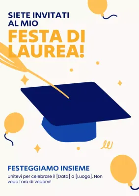 Invito per la festa di laurea in blu e giallo