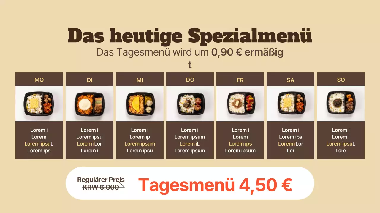 Werbung für ein einfaches Bento-Restaurant in Braun und Beige