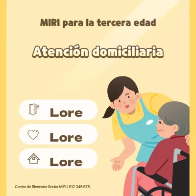 Folleto amarillo y blanco de asistencia a domicilio