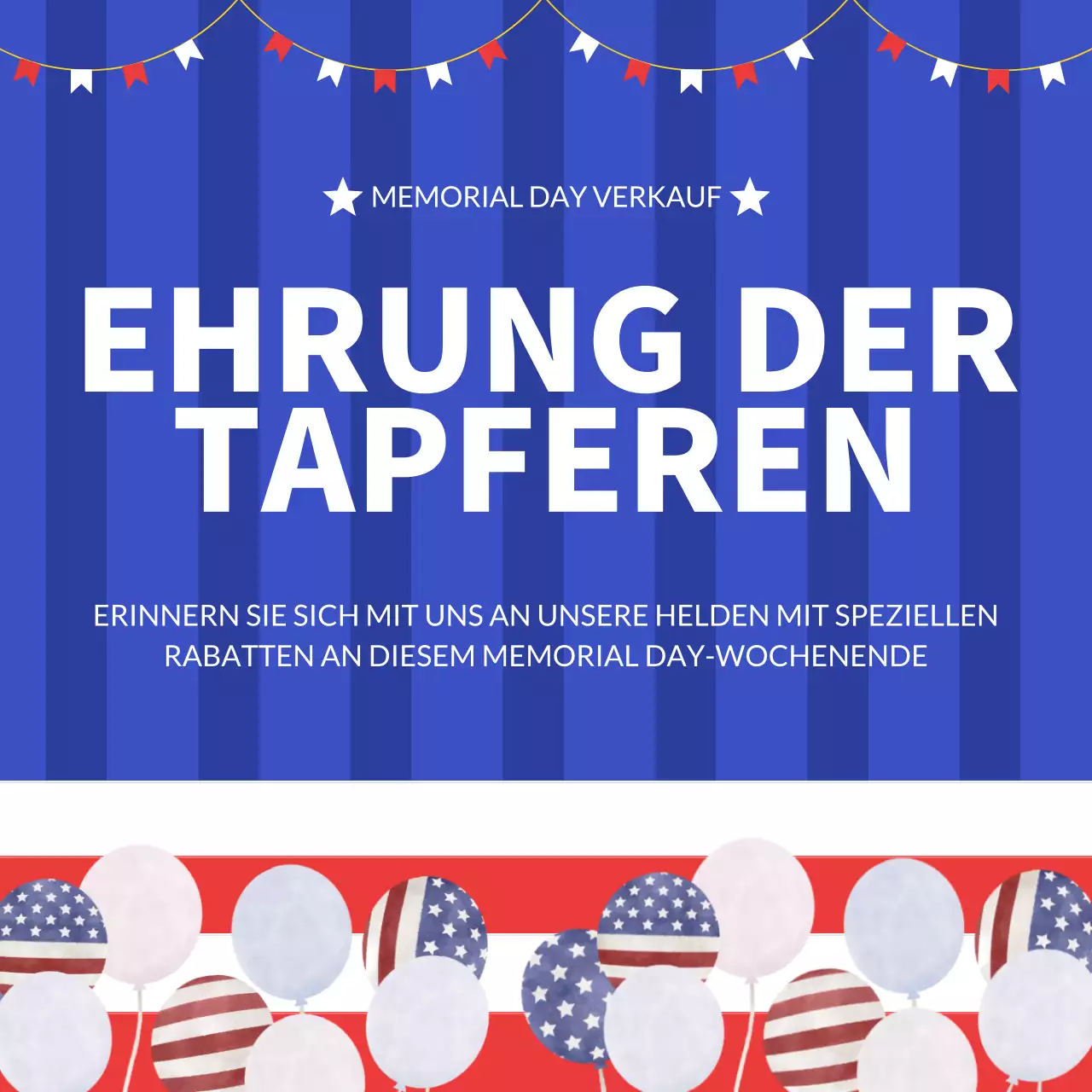 Rot und Blau Modern Memorial Day Feier Werbung