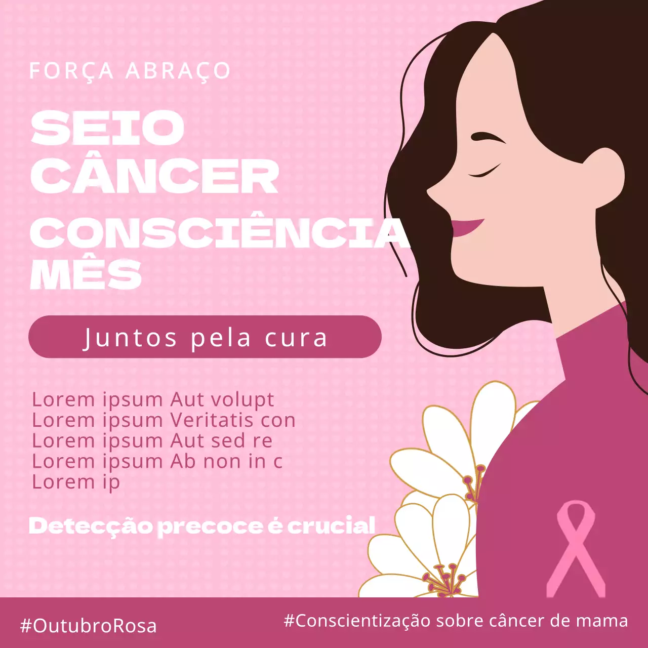Campanha Rosa e Branco Simples do Mês de Sensibilização para o Cancro da Mama