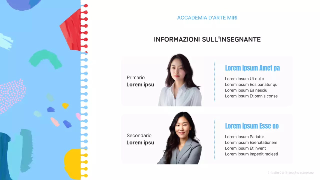 Un'introduzione azzurra e rosa a una bella scuola d'arte