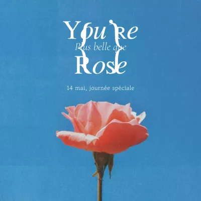 Un billet sentimental pour la Journée des roses en rose et bleu clair