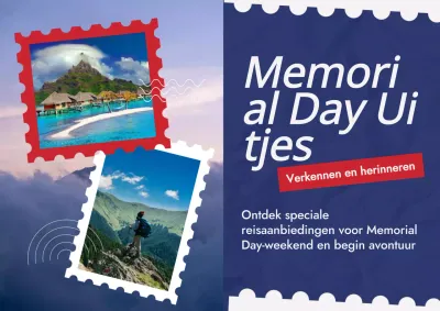Blue and Red Modern Memorial Day Reis Promo Advertentie