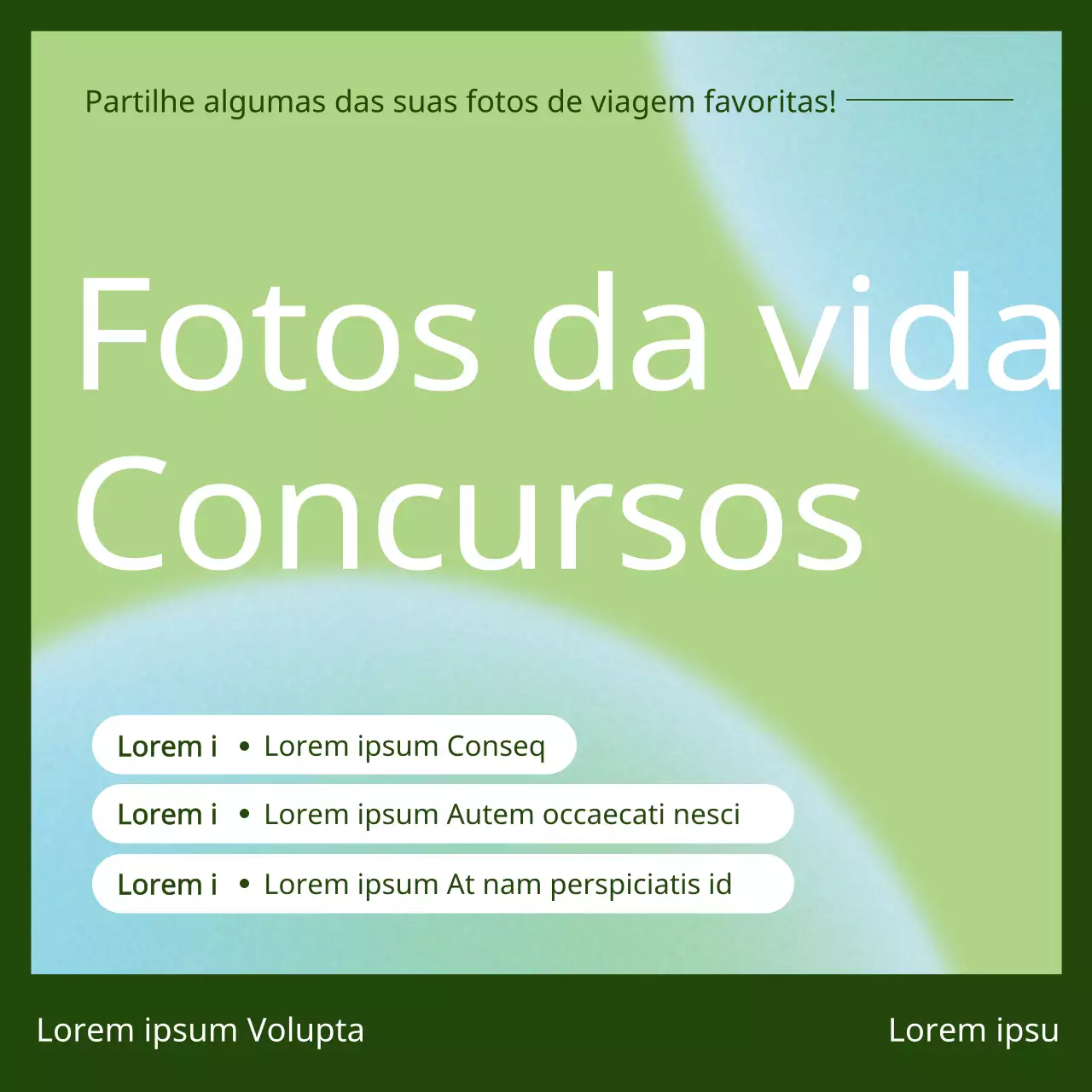 Promover um concurso de fotografia de vida simples em caqui e azul claro