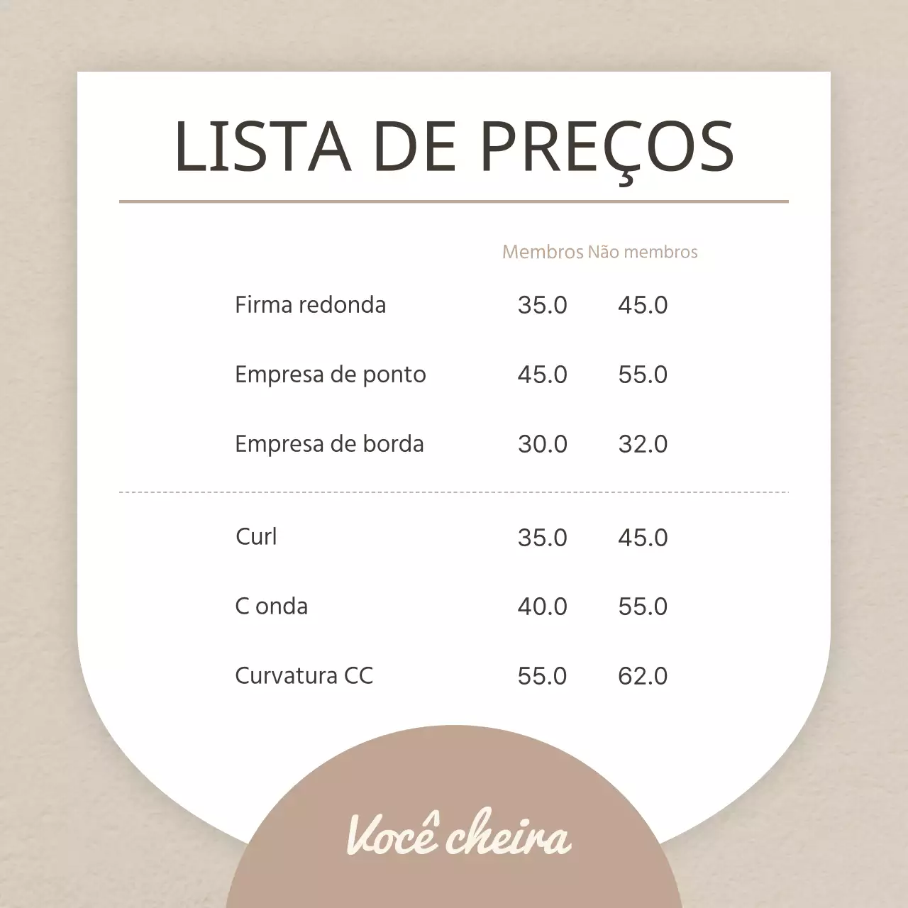Beleza simples em castanho e bege Informações sobre o evento