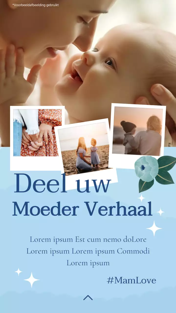 Blauw-witte eenvoudige Moederdag viering Advertentie