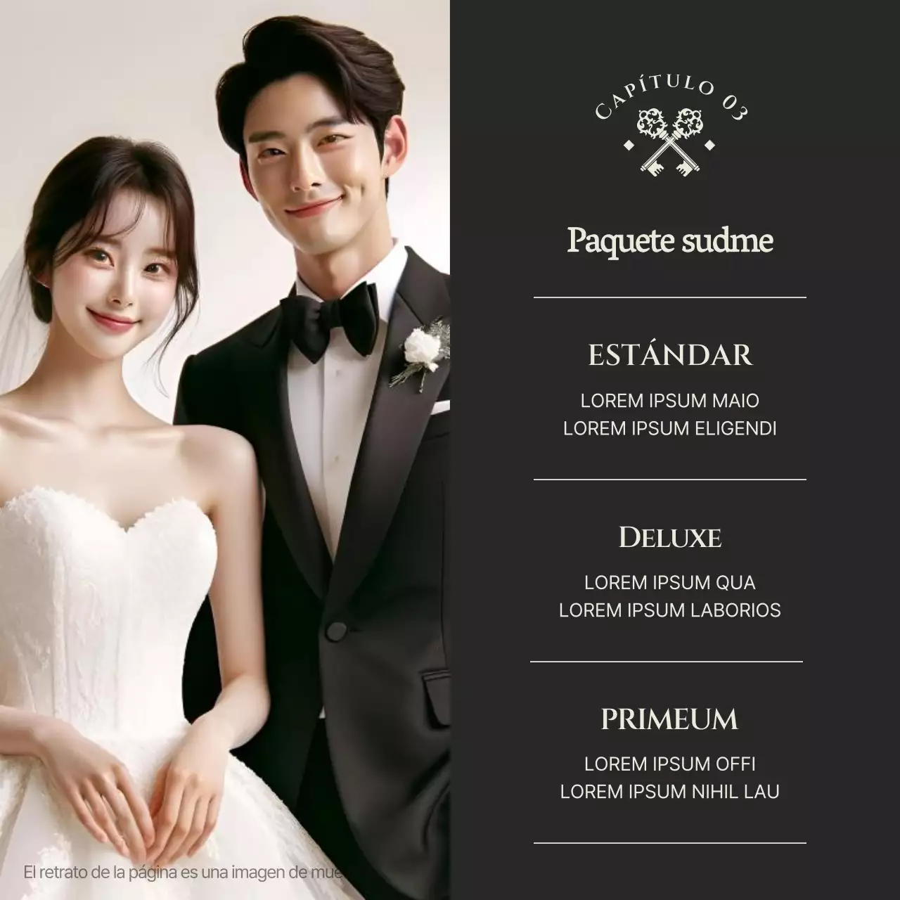 Promover una boda en un hotel de lujo en marfil y negro