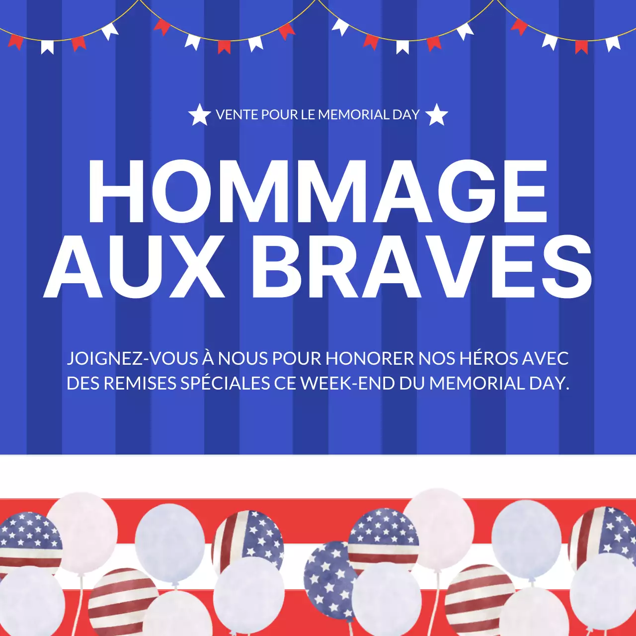 Publicité pour les célébrations du jour du souvenir rouge et bleu moderne