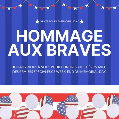 Publicité pour les célébrations du jour du souvenir rouge et bleu moderne