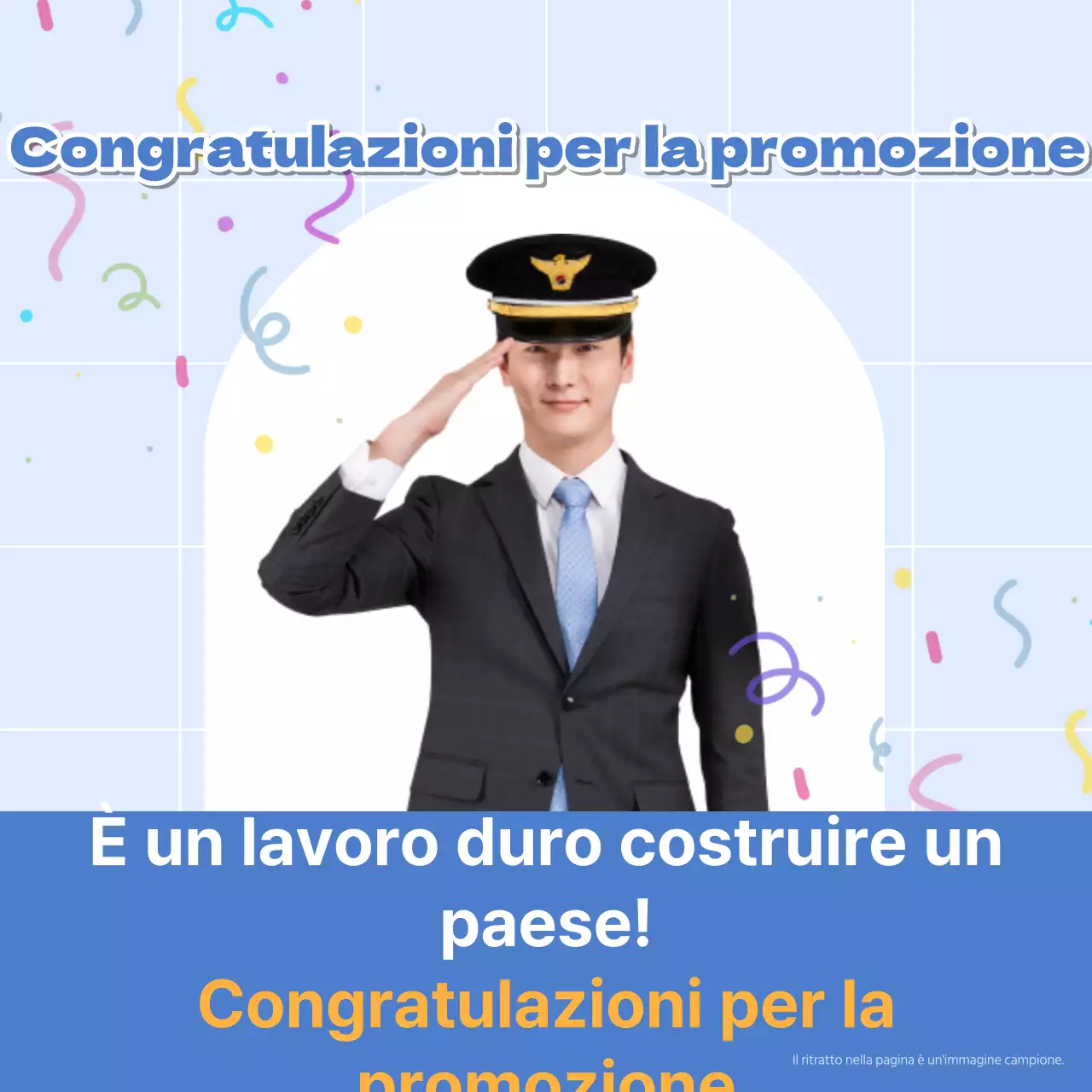 Un semplice post di celebrazione della promozione in blu e giallo