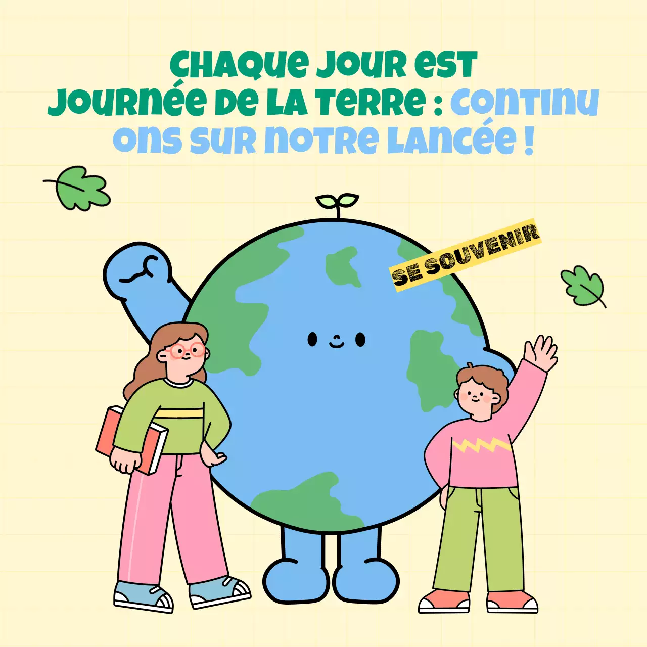 Campagne de la Journée de la Terre de l'école moderne jaune et bleue