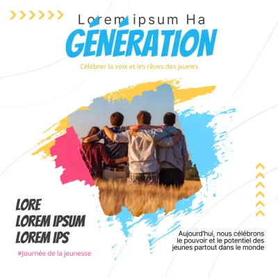 Campagne de célébration de la Journée de la jeunesse en blanc et bleu ciel tendance