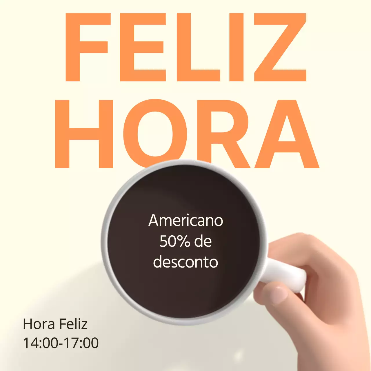 Um simples anúncio amarelo e laranja para um café