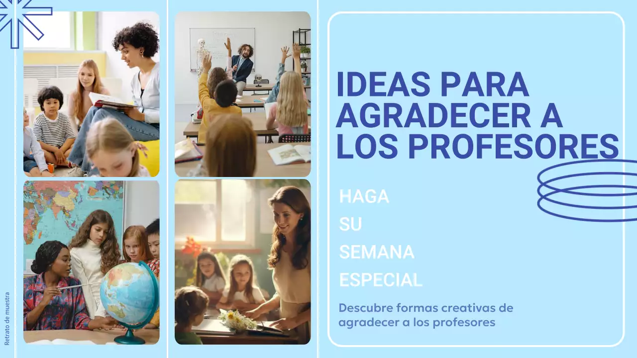 Guía sencilla azul y blanca para el Día de Agradecimiento a los Profesores