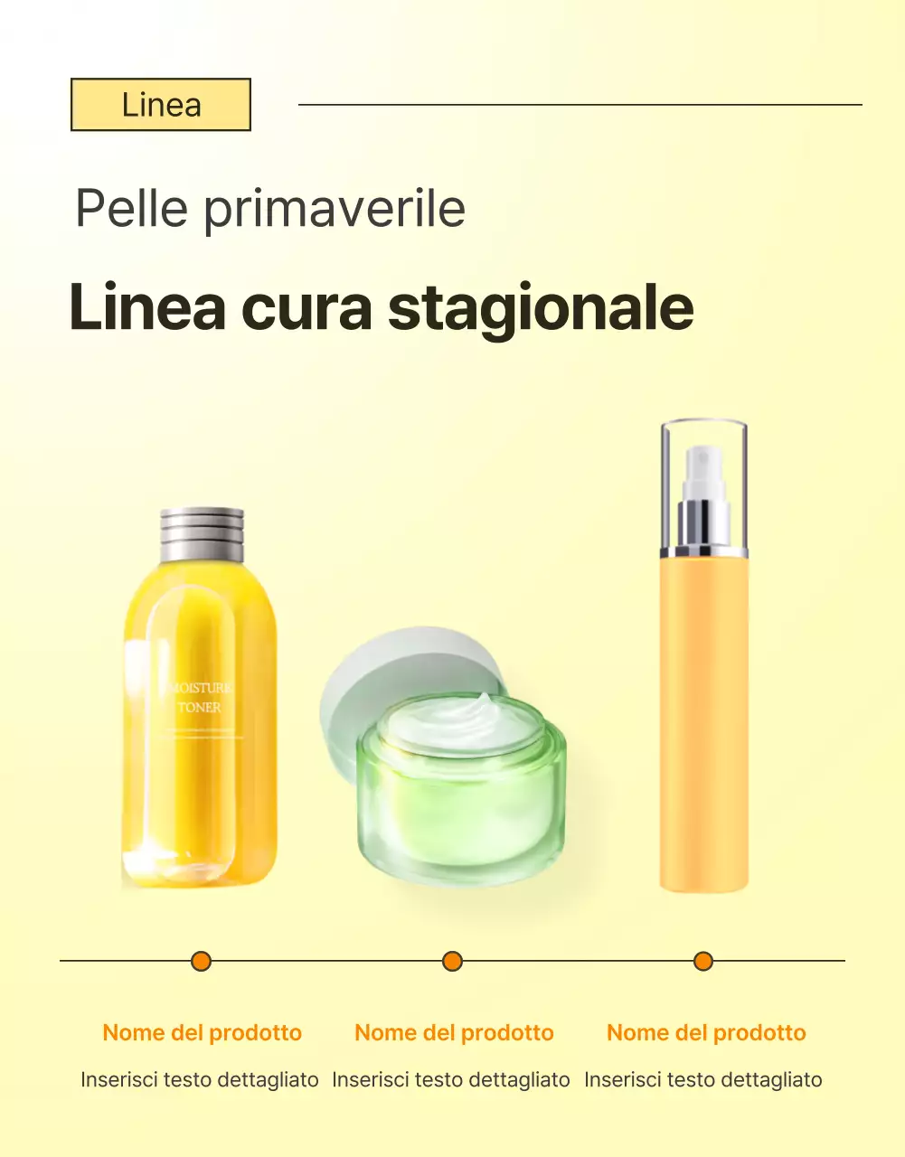 Promuovere cosmetici semplici per la cura della pelle in giallo e arancione