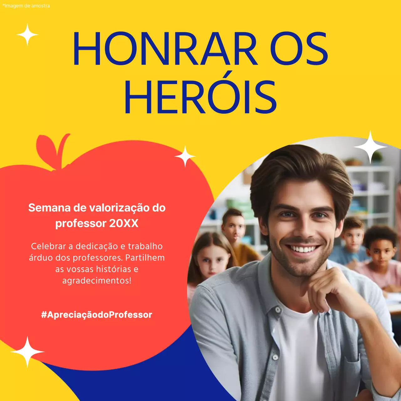 Amarelo e azul Moderno Publicidade da celebração do Dia do Professor