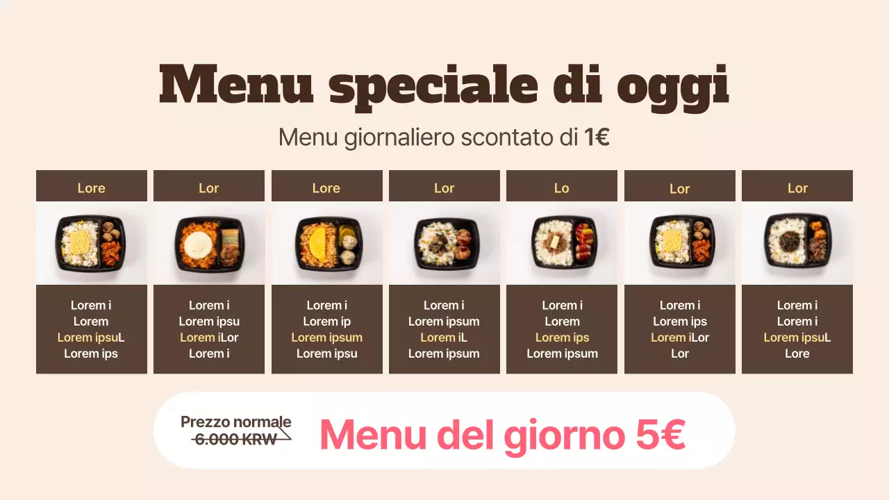 Semplice volantino promozionale stampato in negozio in rosa e beige