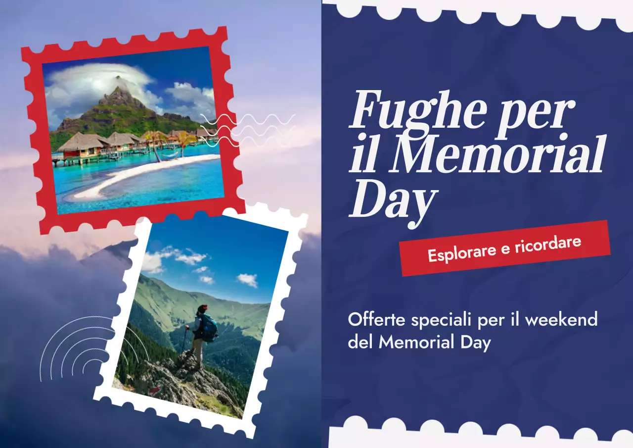 Pubblicità promozionale blu e rossa per il moderno Giorno della Memoria