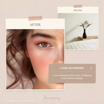 Promote simple brown and beige eyelash beauty testimonials