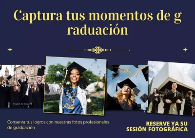 Anuncio de sesión fotográfica de graduación sencilla en rojo y amarillo
