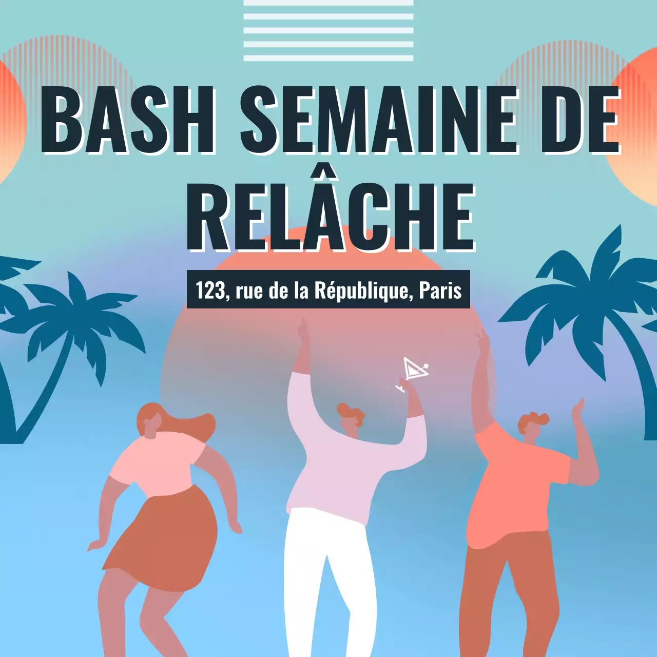 Campagne de la fête de la semaine de relâche du bar branché Blue and Orange